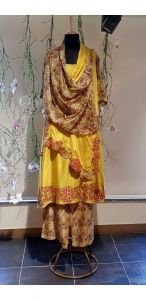 Yellow Tunic With Attached  Drape Stole