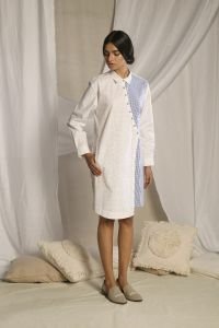Double check bent placket shirt dress