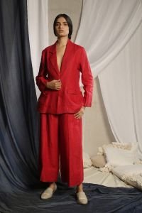 Crimson red pant suit set