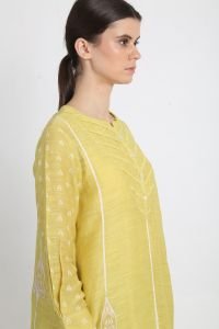 Lime Green Applique Tunic With Printed Pants