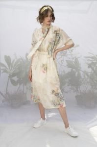 Roses Printed Front Pleat Dress