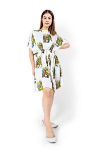  DEER PRINT ROPE TIE DRESS
