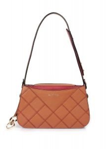 Tan - Red Baguette Leathe Bag
