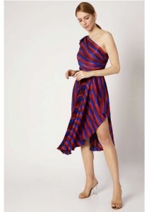 Cross Shoulderdraped And Part Hand Micropleated Asymmetric Dress