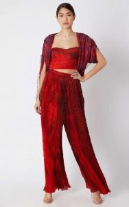 Abstract Print Hand Microplated Palazzo-Red